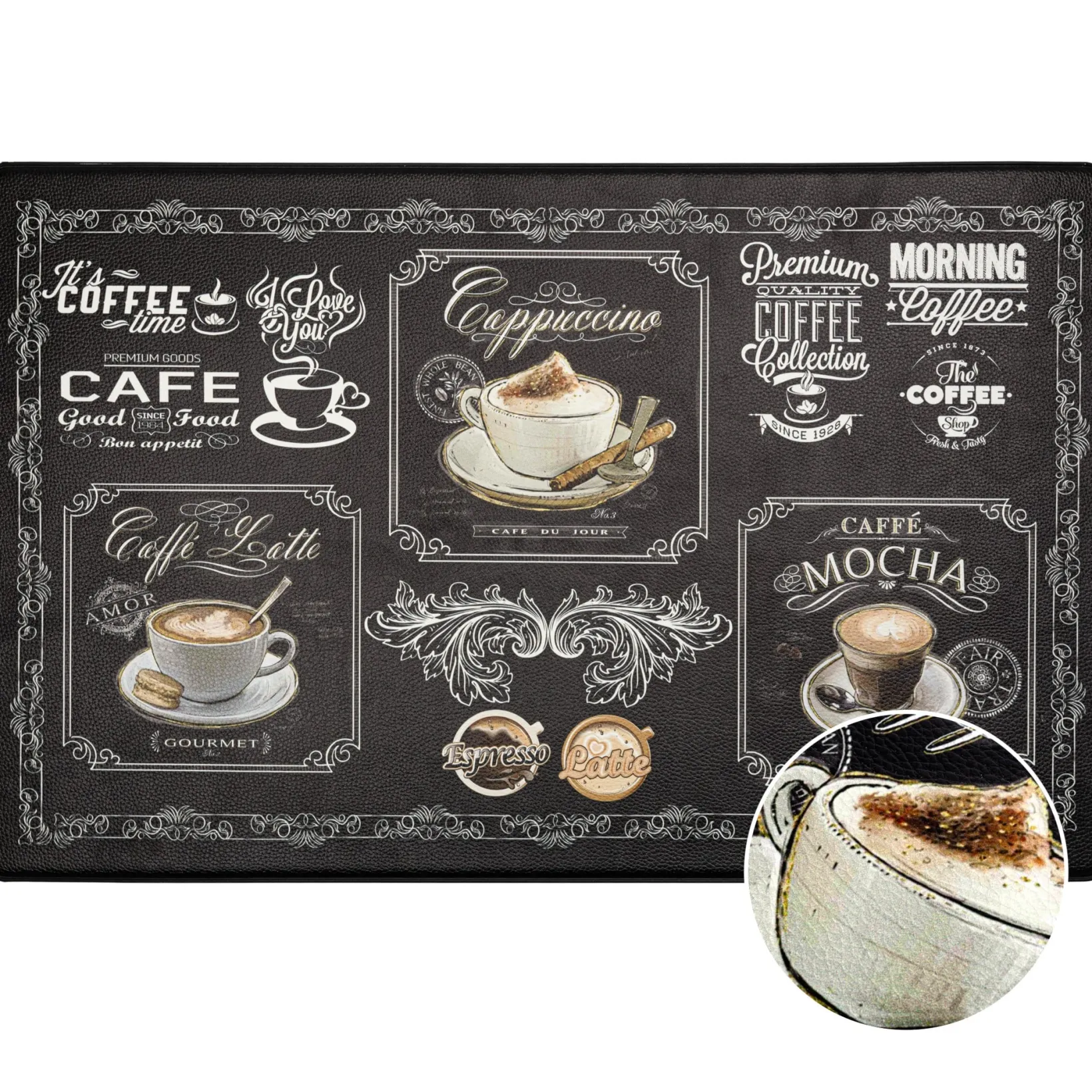 Anti Ermüdungsmatte Arbeitsplatzmatte Stehmatte Bodenmatte Küchenläufer rutschfest Kaffee