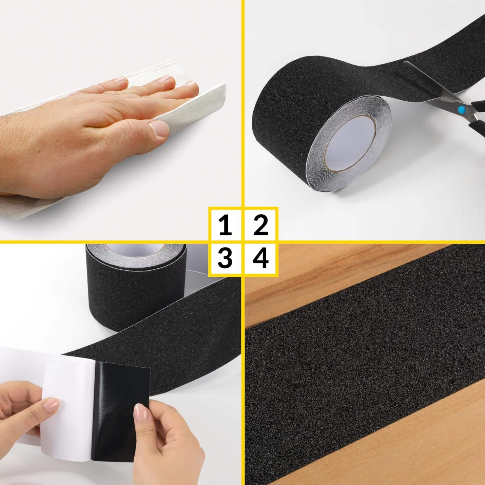 Antirutsch Klebeband selbstklebend anti-rutsch Tape Band Klebestreifen FixoFlex Breite 5 & 10cm Schwarz 10m Rolle