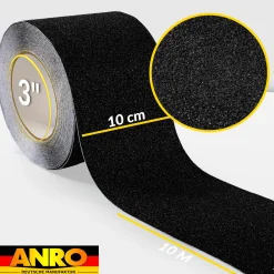 Antirutsch Klebeband selbstklebend anti-rutsch Tape Band Klebestreifen FixoFlex Breite 5 & 10cm Schwarz 10m Rolle