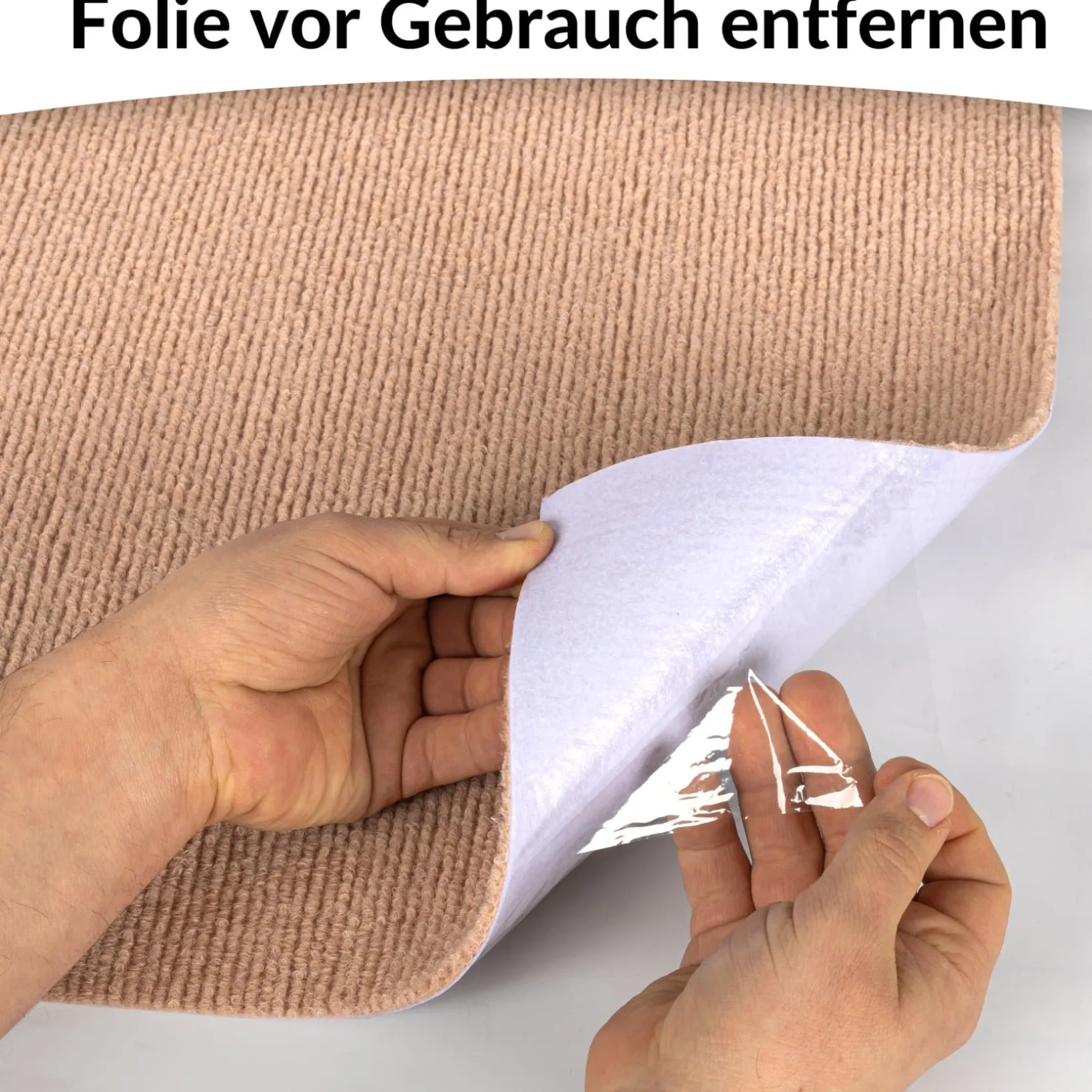 Antirutschmatte Bodenmatte selbsthaftend Teppich Bodenbelag in Meterware Hellbraun