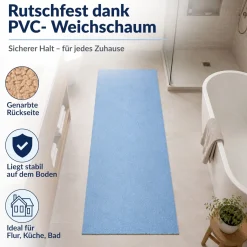 Badematte Badteppich Badezimmer Teppich Mikrofaser Hellblau