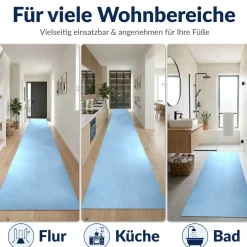Badematte Badteppich Badezimmer Teppich Mikrofaser Hellblau