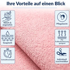 Badematte Badteppich Badezimmer Teppich Mikrofaser Rosa
