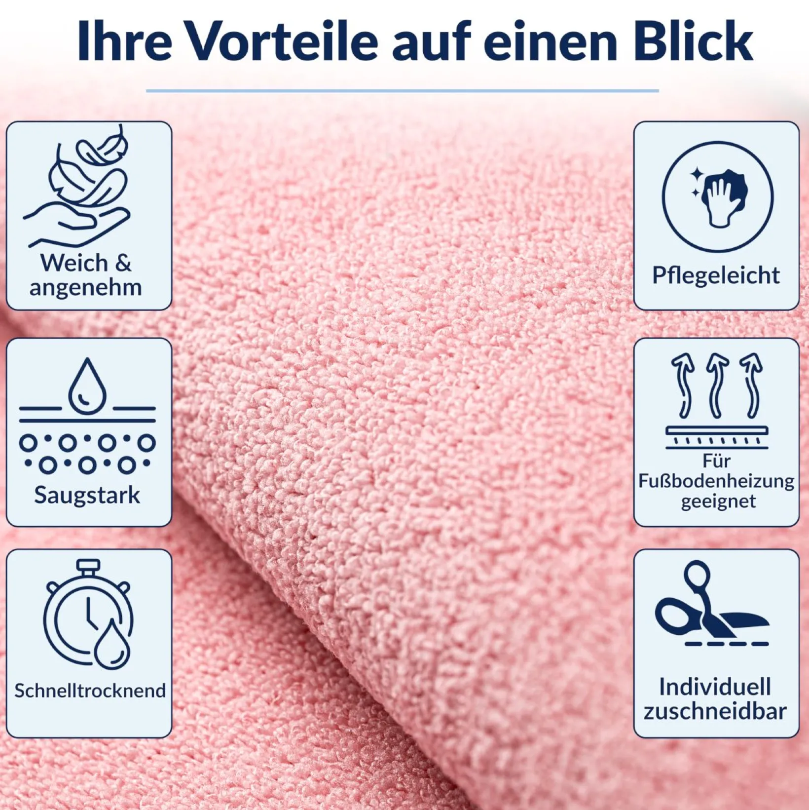 Badematte Badteppich Badezimmer Teppich Mikrofaser Rosa