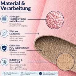 Badematte Badteppich Badezimmer Teppich Mikrofaser Rosa