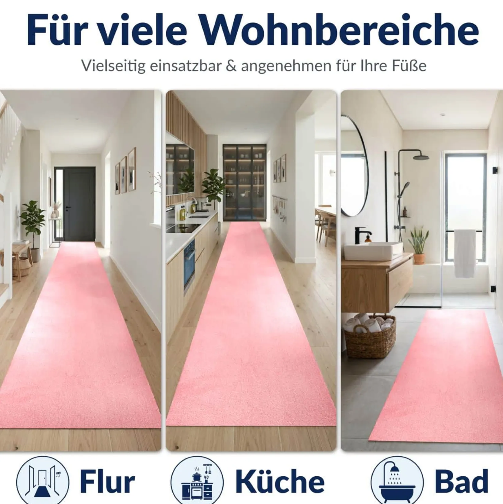 Badematte Badteppich Badezimmer Teppich Mikrofaser Rosa