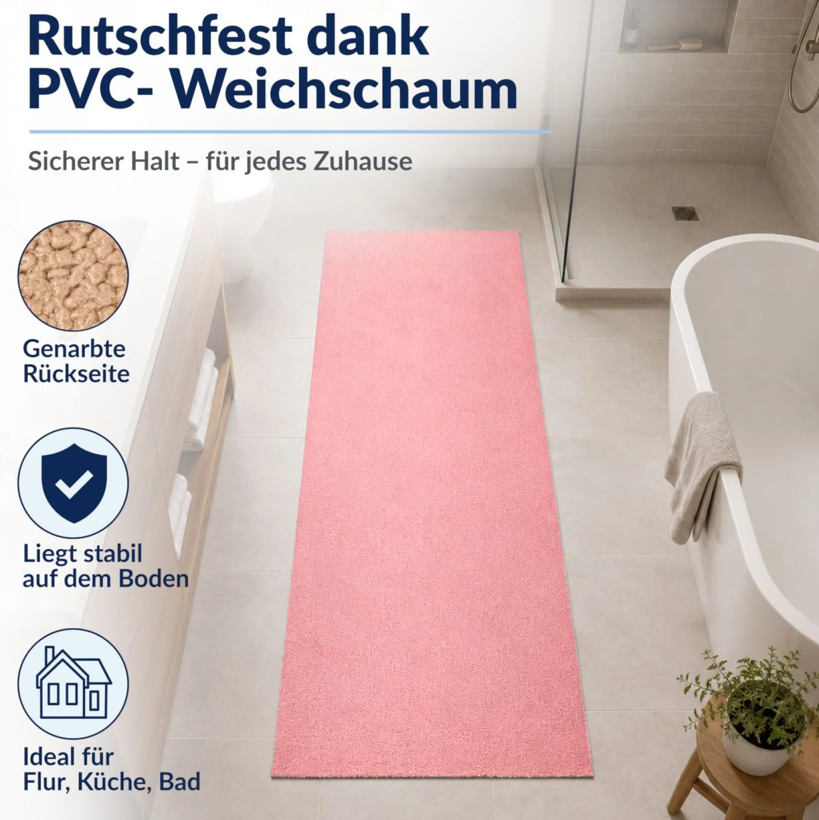 Badematte Badteppich Badezimmer Teppich Mikrofaser Rosa