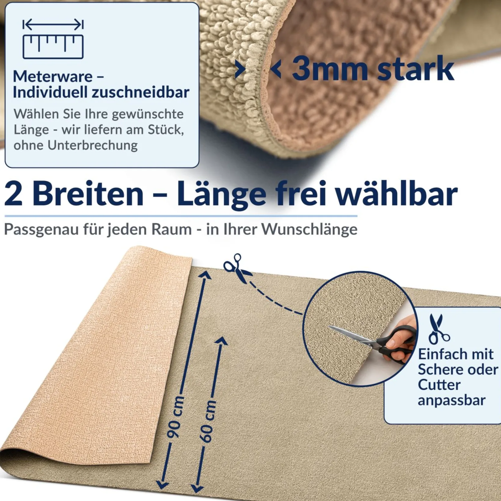 Badematte Badteppich Badezimmer Teppich Mikrofaser Beige