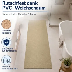 Badematte Badteppich Badezimmer Teppich Mikrofaser Beige