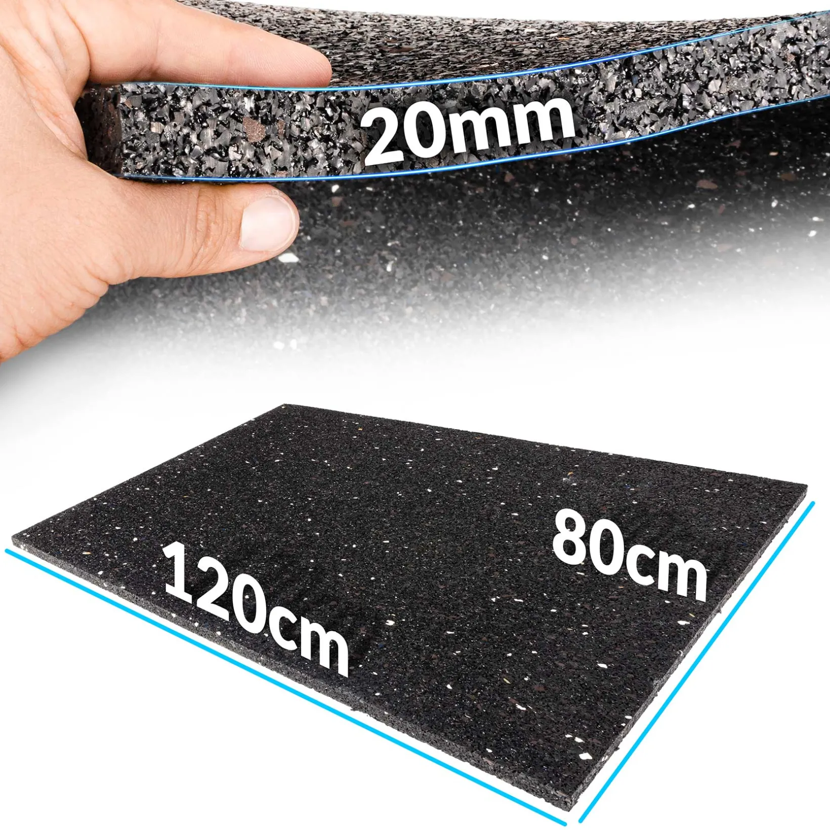 Bautenschutzmatte Gummigranulat Antivibrationsmatte Bodenschutzmatte 2cm Stark – 120x80cm / 80x60cm / 60x60cm
