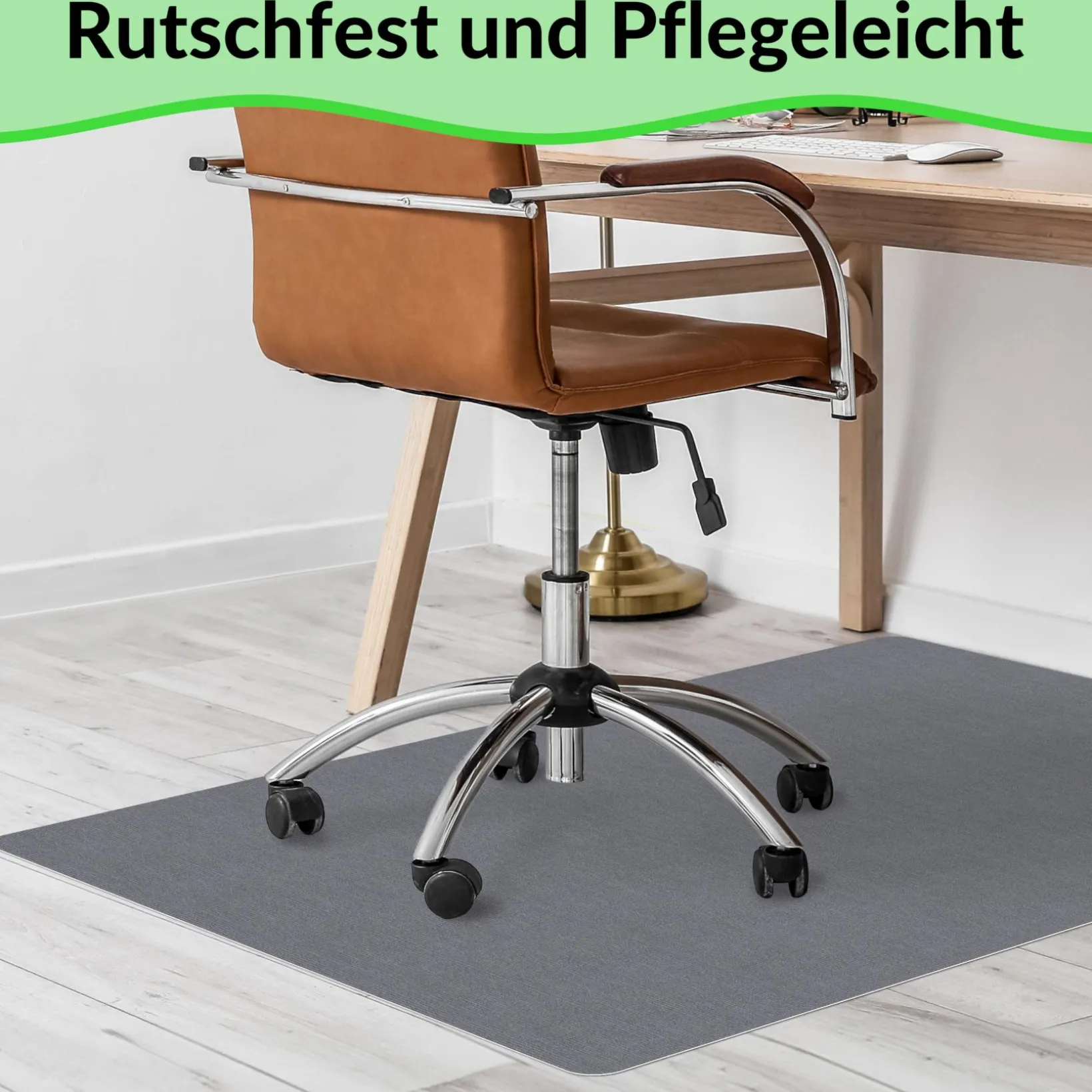 Bodenschutzmatte Bürostuhlunterlage Schreibtischstuhl Unterlage Teppich selbsthaftend NEMESIS Grau