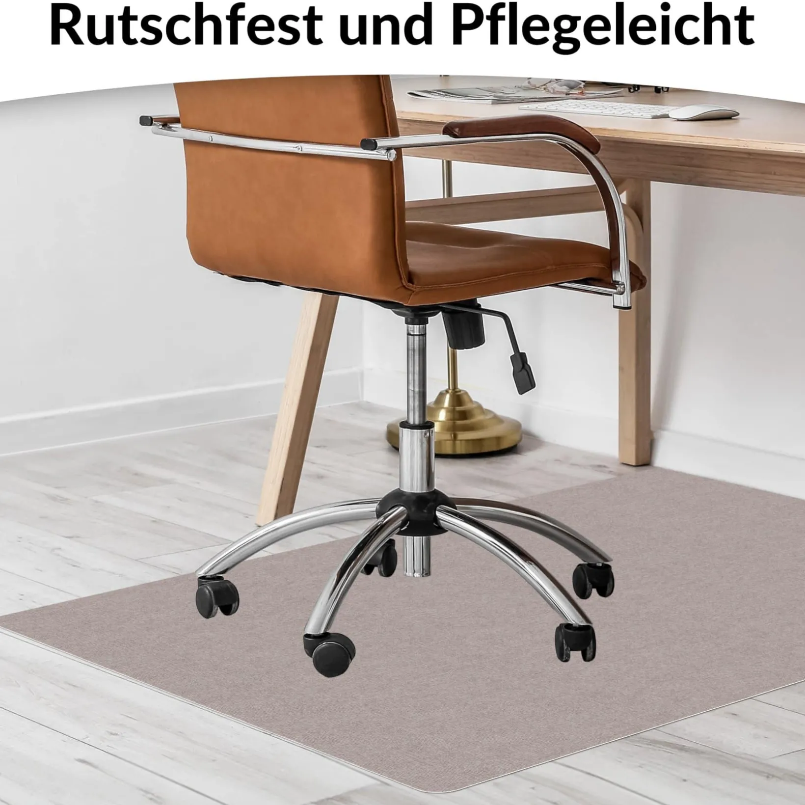 Bodenschutzmatte Bürostuhlunterlage Schreibtischstuhl Unterlage Teppich selbsthaftend NEMESIS Beige
