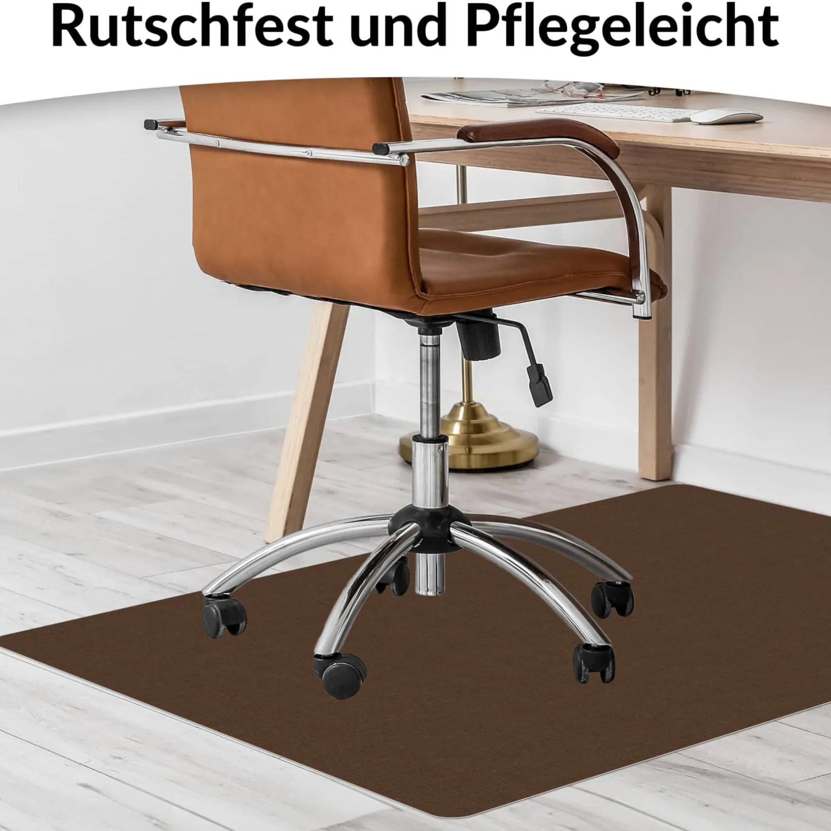 Bodenschutzmatte Bürostuhlunterlage Schreibtischstuhl Unterlage Teppich selbsthaftend NEMESIS Schoko