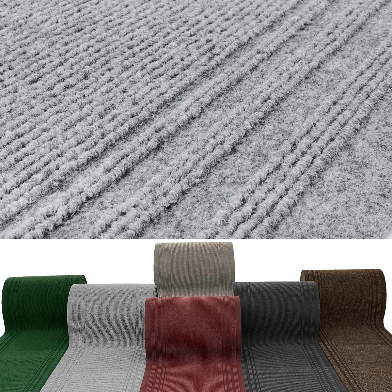 Flurläufer Teppichläufer Sauberlaufmatte Schmutzfangmatte Meterware Grau 67cm Breit