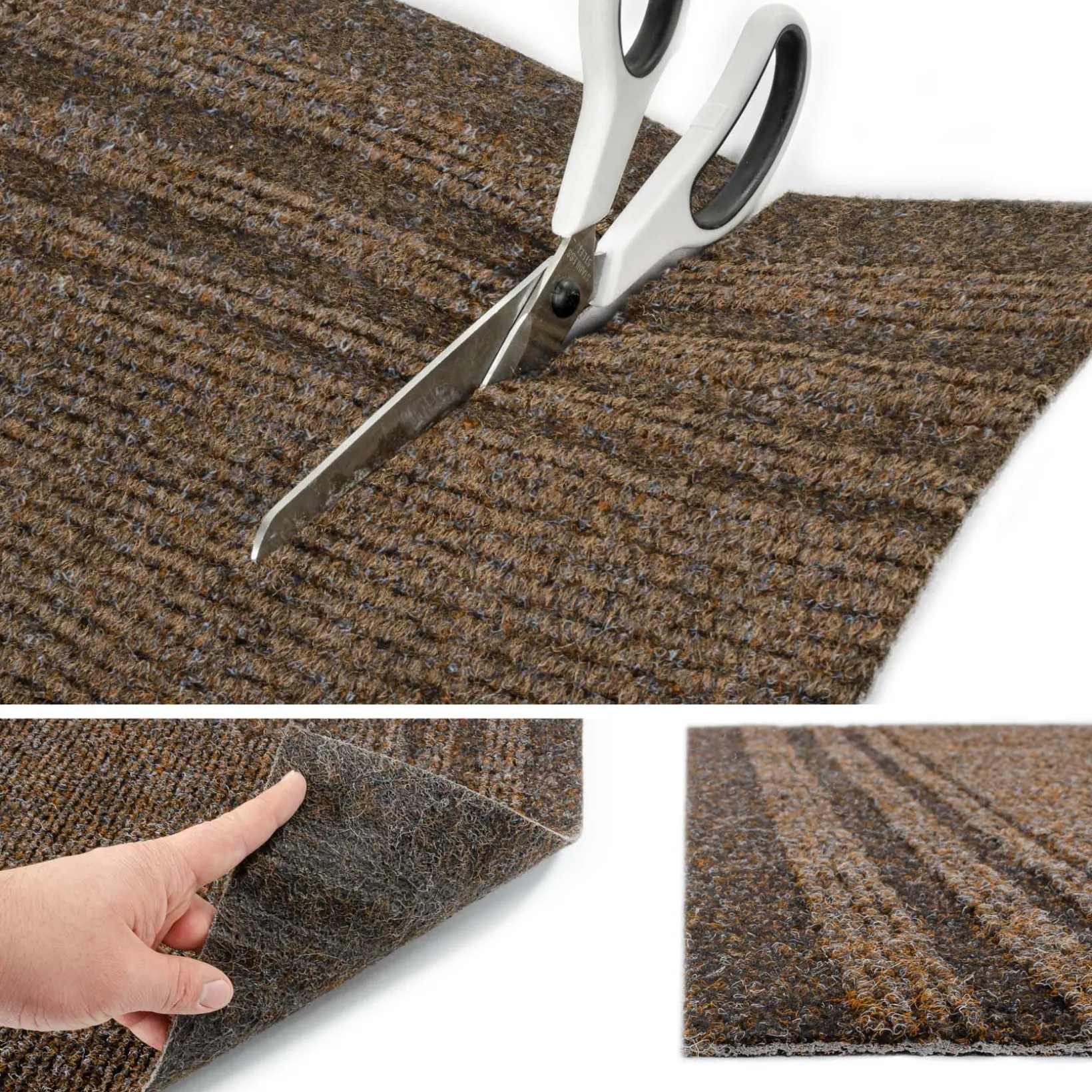Flurläufer Teppichläufer Sauberlaufmatte Schmutzfangmatte Meterware Braun 67cm Breit