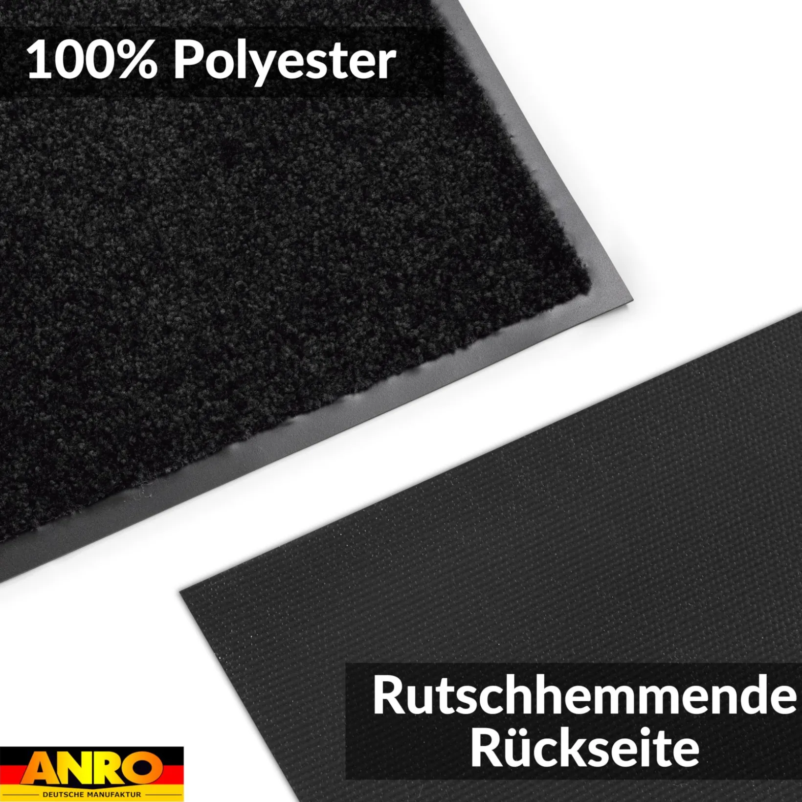 Fußmatte Schmutzfangmatte AMIGO Sauberlaufmatte Schmutzmatte mit Gummirand 8 Größen für innen & außen Schwarz