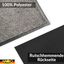 Fußmatte Schmutzfangmatte AMIGO Sauberlaufmatte Schmutzmatte mit Gummirand 8 Größen für innen & außen Grau