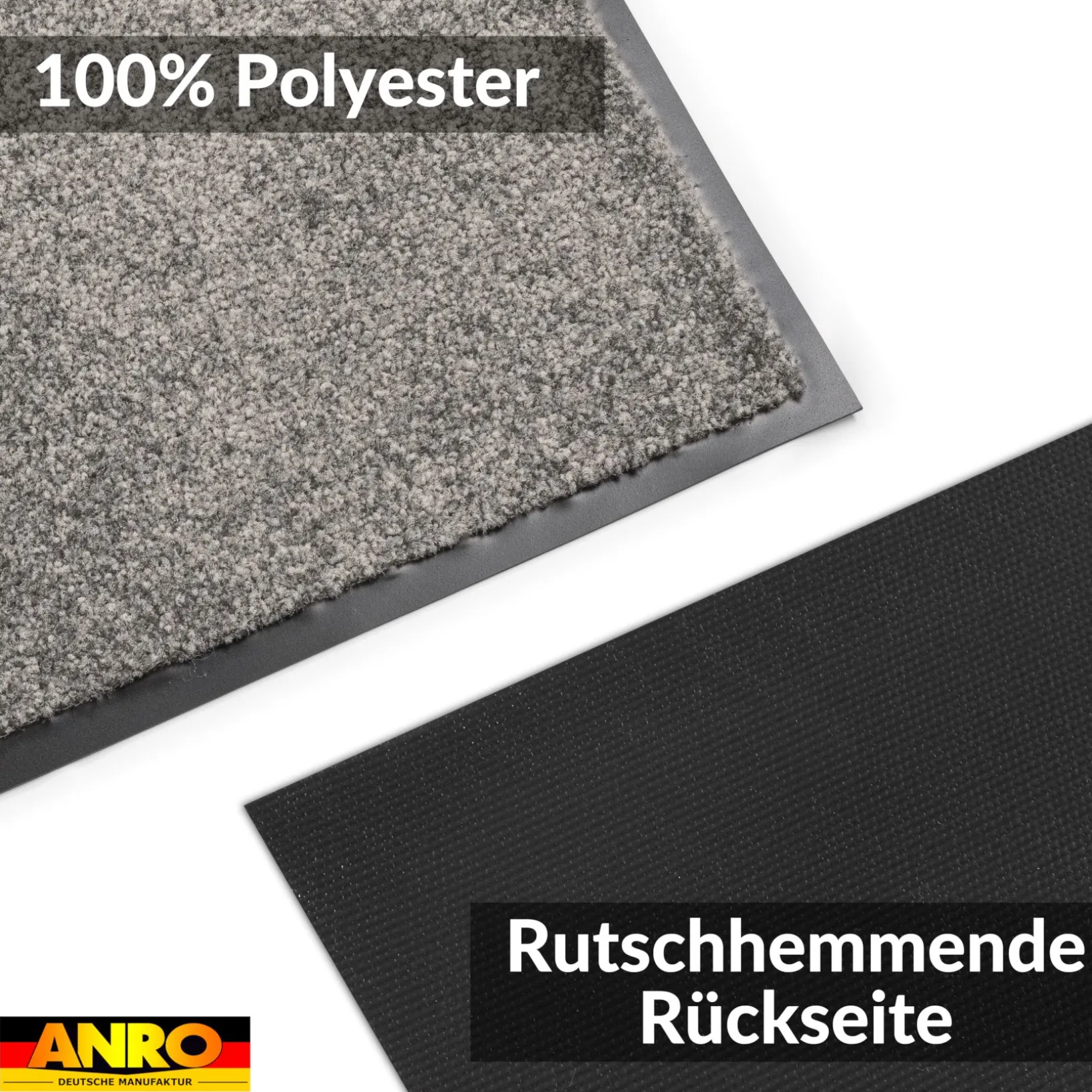 Fußmatte Schmutzfangmatte AMIGO Sauberlaufmatte Schmutzmatte mit Gummirand 8 Größen für innen & außen Grau
