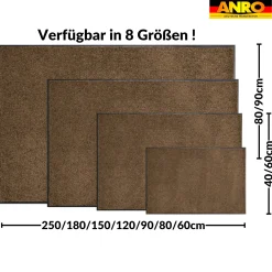 Fußmatte Schmutzfangmatte AMIGO Sauberlaufmatte Schmutzmatte mit Gummirand 8 Größen für innen & außen Braun