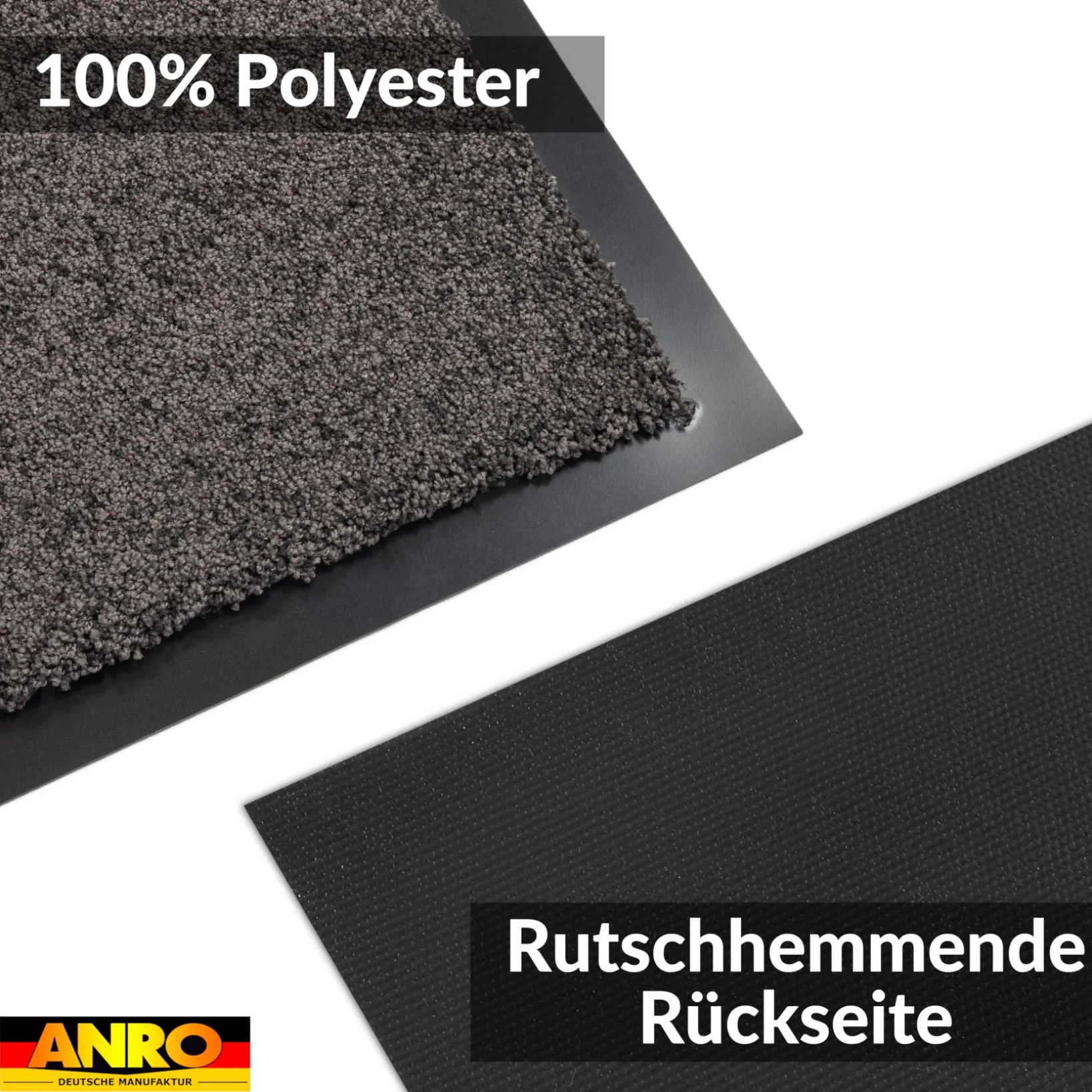 Fußmatte Schmutzfangmatte QUEEN Sauberlaufmatte Schmutzmatte mit Gummirand für innen & außen 5 Größen Anthrazit