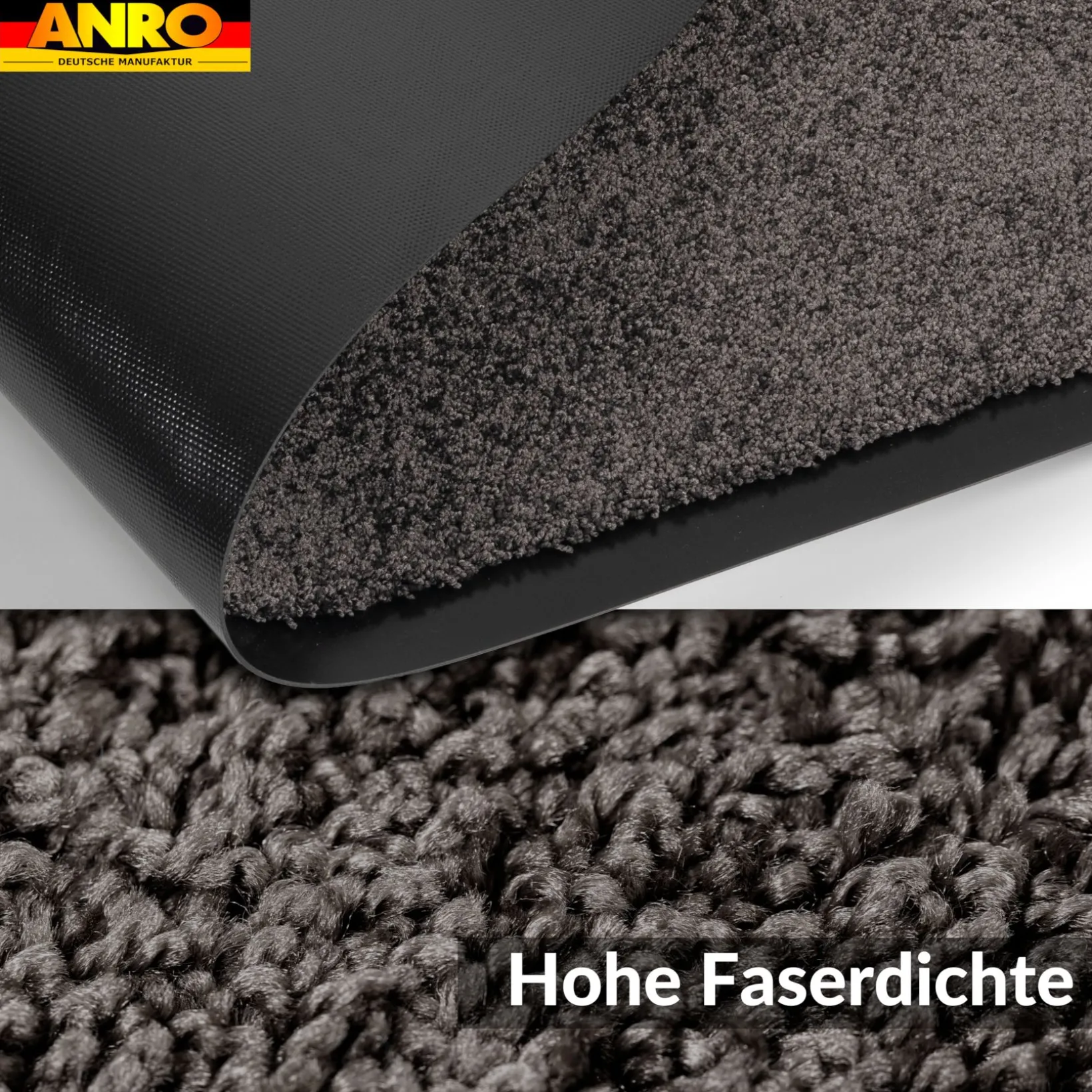 Fußmatte Schmutzfangmatte QUEEN Sauberlaufmatte Schmutzmatte mit Gummirand für innen & außen 5 Größen Anthrazit