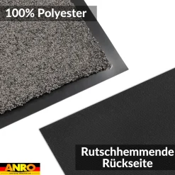 Fußmatte Schmutzfangmatte QUEEN Sauberlaufmatte Schmutzmatte mit Gummirand für innen & außen 5 Größen Grau