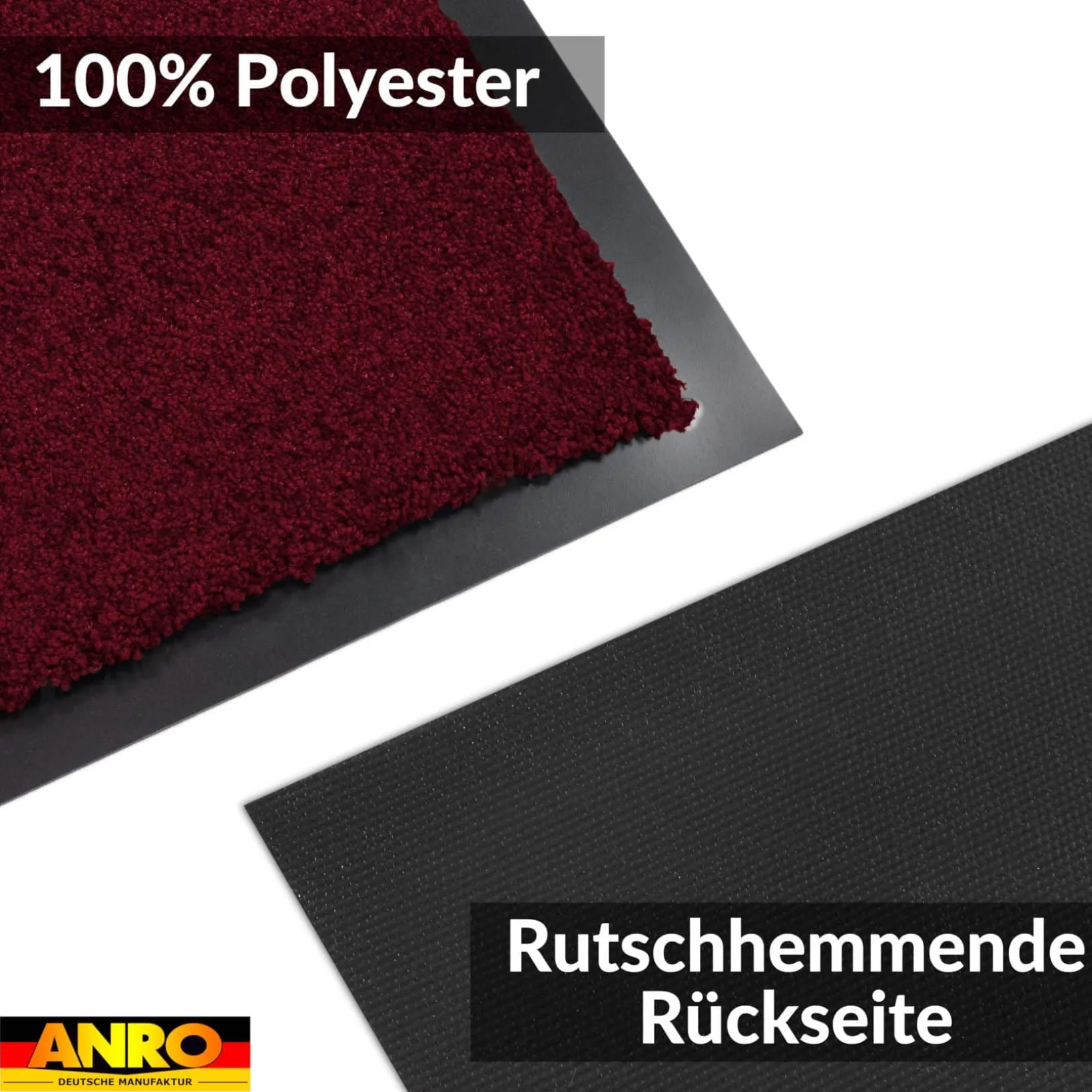 Fußmatte Schmutzfangmatte QUEEN Sauberlaufmatte Schmutzmatte mit Gummirand für innen & außen 5 Größen Bordeaux