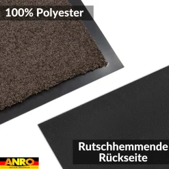 Fußmatte Schmutzfangmatte QUEEN Sauberlaufmatte Schmutzmatte mit Gummirand für innen & außen 5 Größen Braun