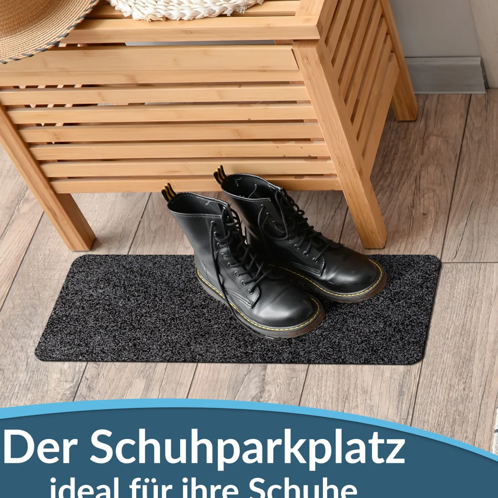 Fußmatte Schuhparkplatz Sauberlaufmatte Türmatte Schwarz in verschiedenen Breiten & Längen