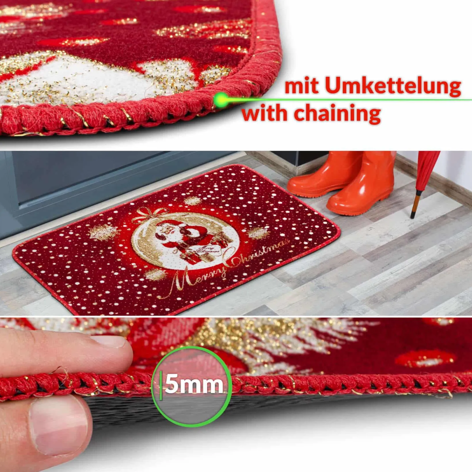 Fußmatte Weihnachtsteppich Weihnachts Türmatte 50×80 cm