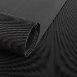 Gummimatte Gummiläufer Feinriefen Schwarz 3mm 100cm Breit auf TPE, Geruchslos – Bodenbelag, Bodenmatte