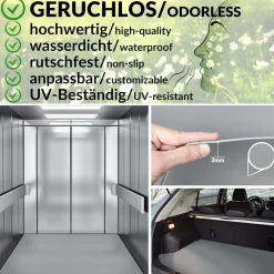 Gummimatte Gummiläufer Glatt 3mm Grau 100cm Breit auf TPE, Geruchslos – Bodenbelag, Bodenmatte