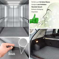 Gummimatte Meterware Riffelblech Gummi Bodenbelag TPE Gummiläufer Riffelblechmatte geruchsarm 3mm Grau Breite 140cm