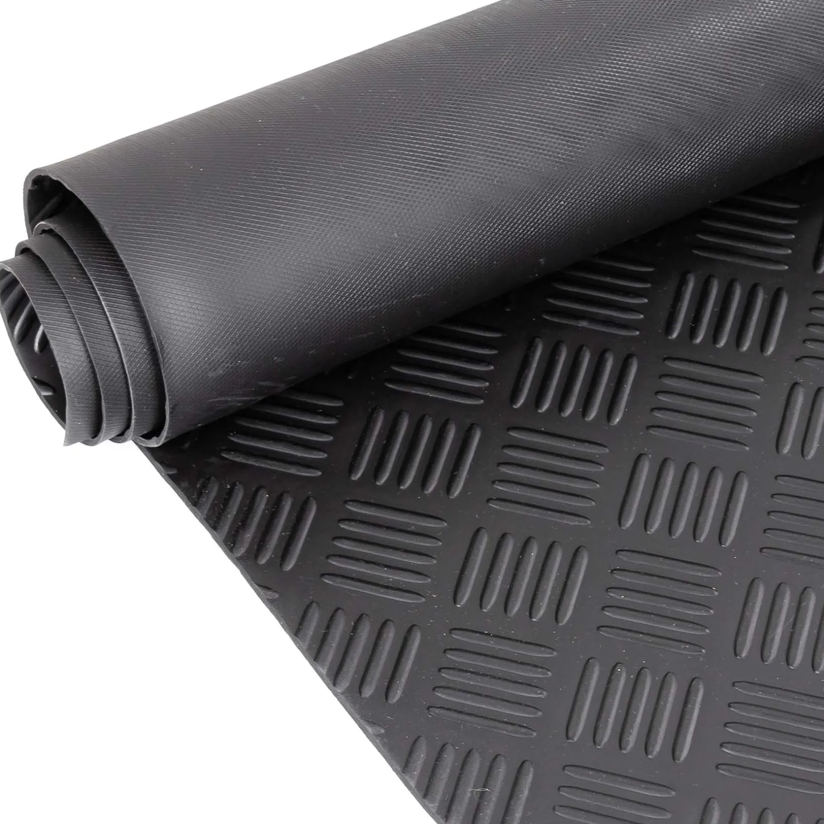 Gummimatte Meterware Riffelblech Gummi Bodenbelag TPE Gummiläufer Riffelblechmatte geruchsarm 3mm Schwarz Breite 140cm
