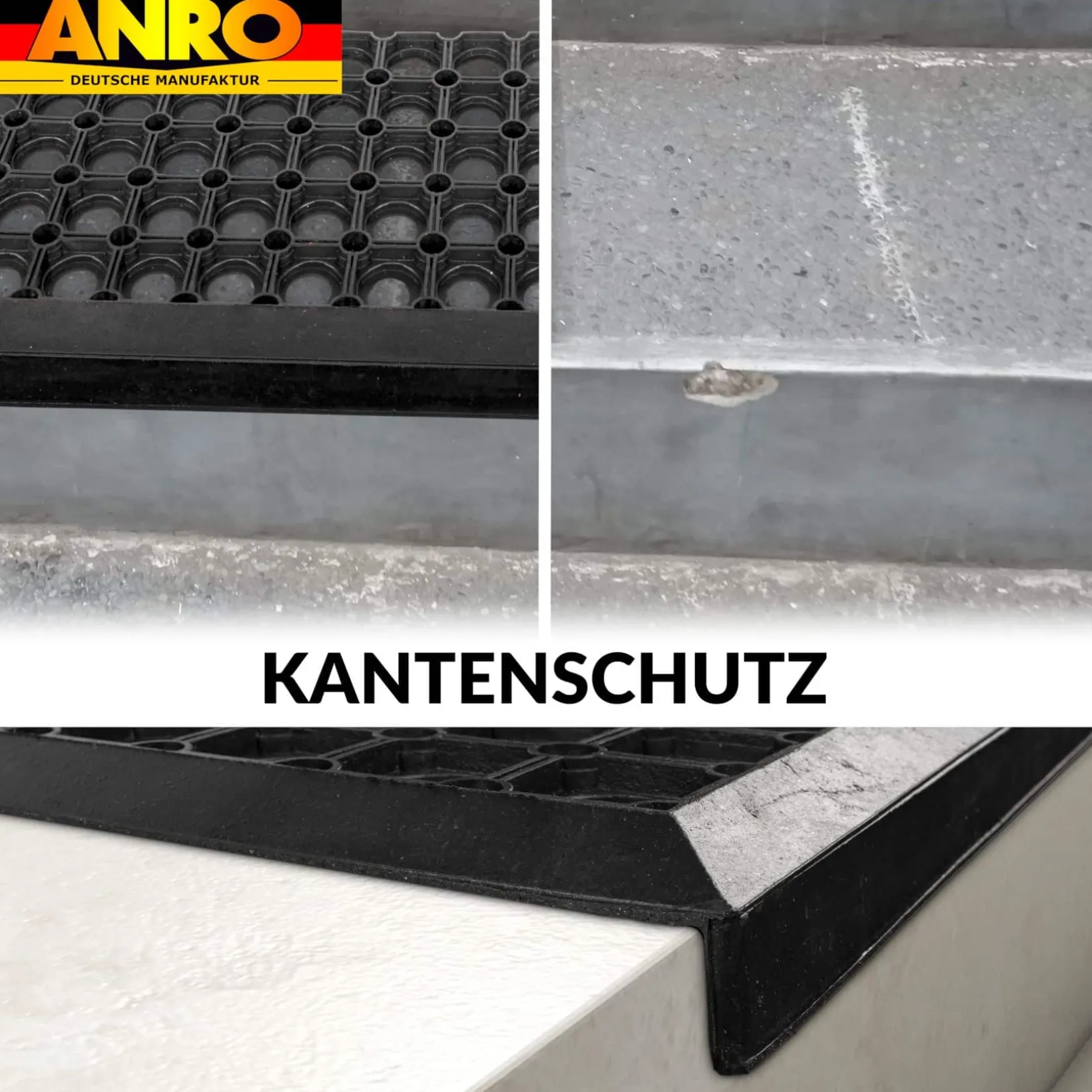 Gummi Stufenmatte Kantenschutz Ringgummi Loch Muster Drainage Treppenstuffen Antirutschmatte 75x25x3cm