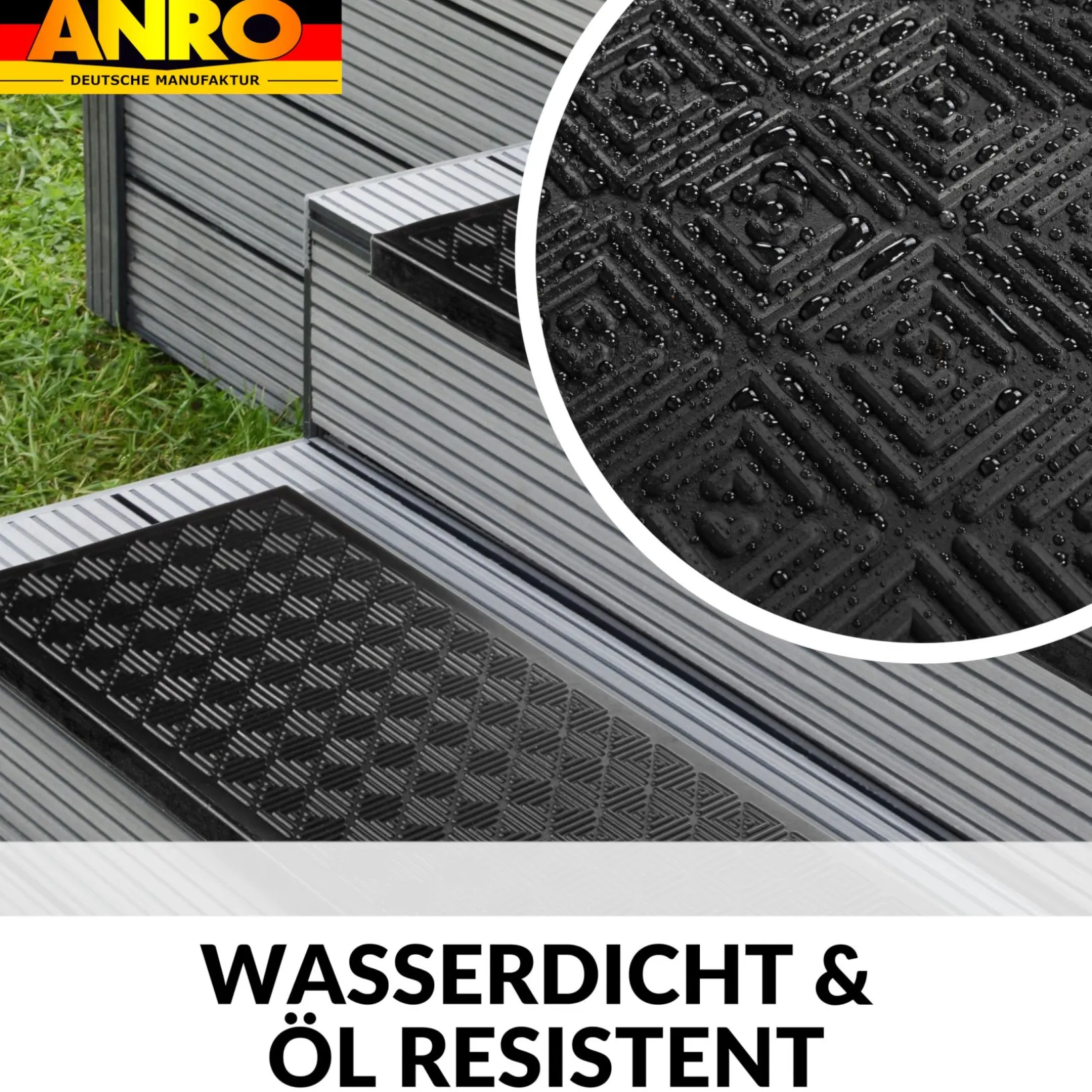 Gummi Stufenmatte Spiraldesign mit Winkelkante Treppenstuffen Antirutschmatte 75x25x2,5cm