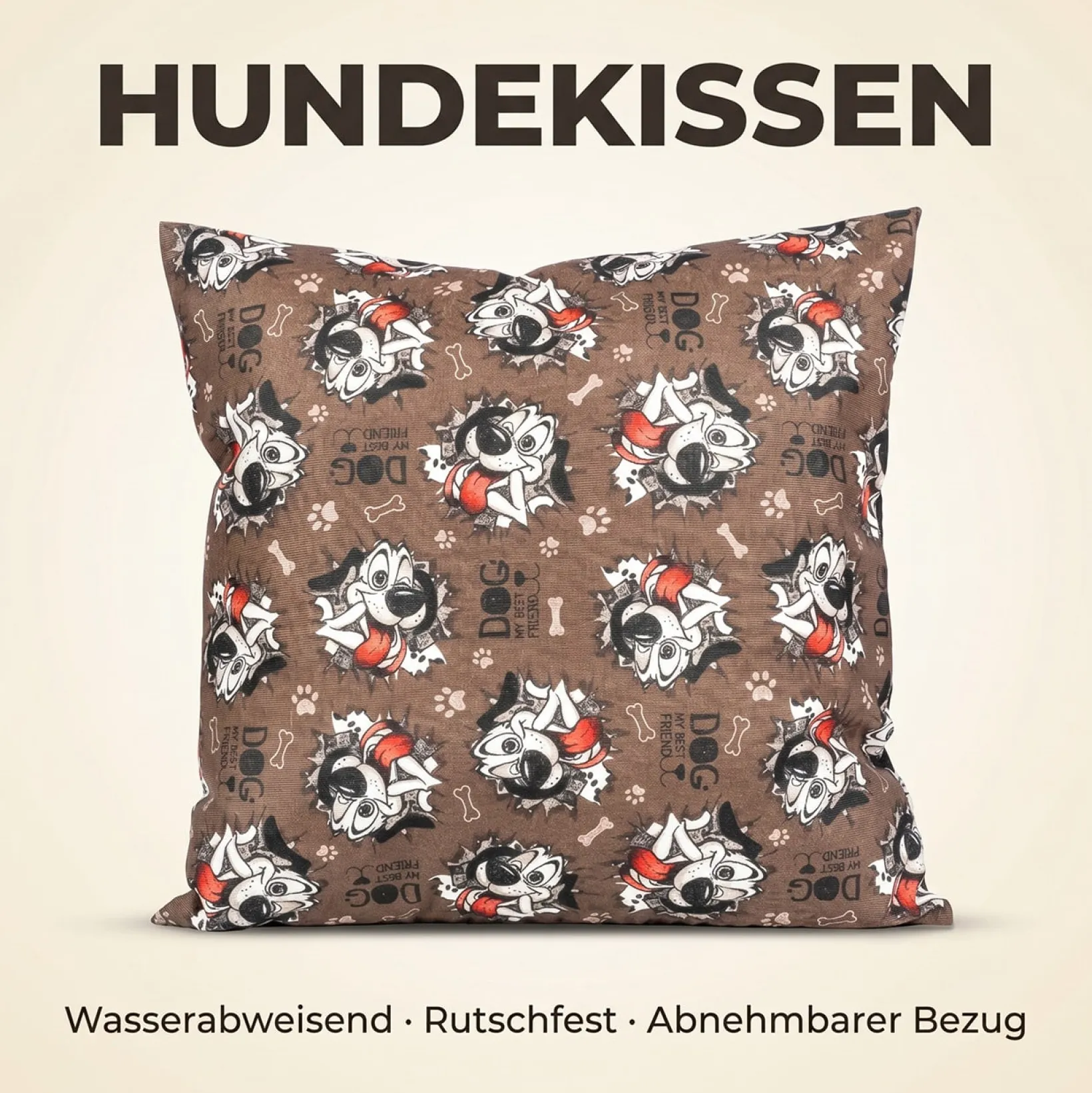 Hundekissen Hundematte abwaschbar Hunde Kissen 4 Größen Hundemotive Braun