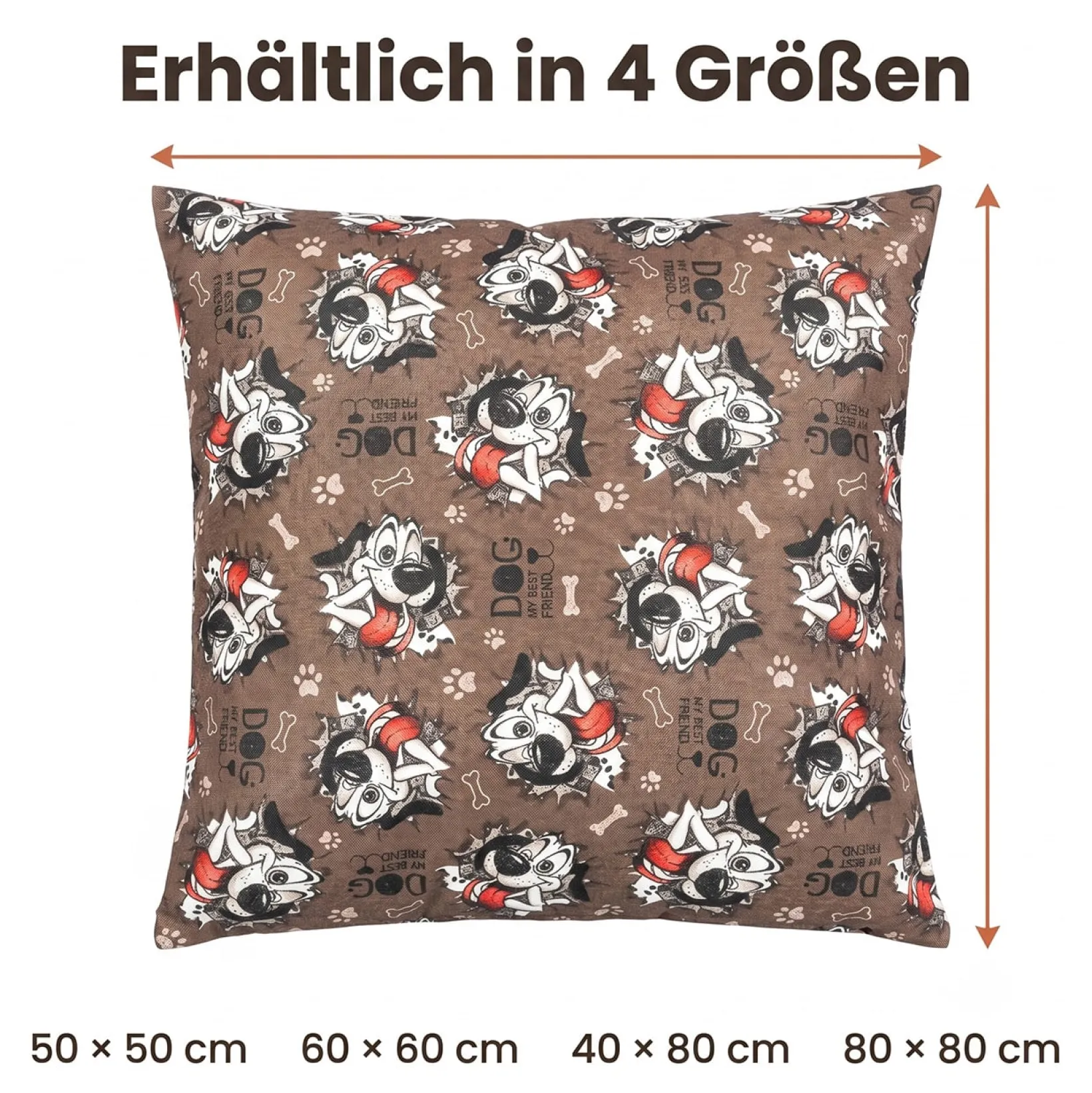 Hundekissen Hundematte abwaschbar Hunde Kissen 4 Größen Hundemotive Braun