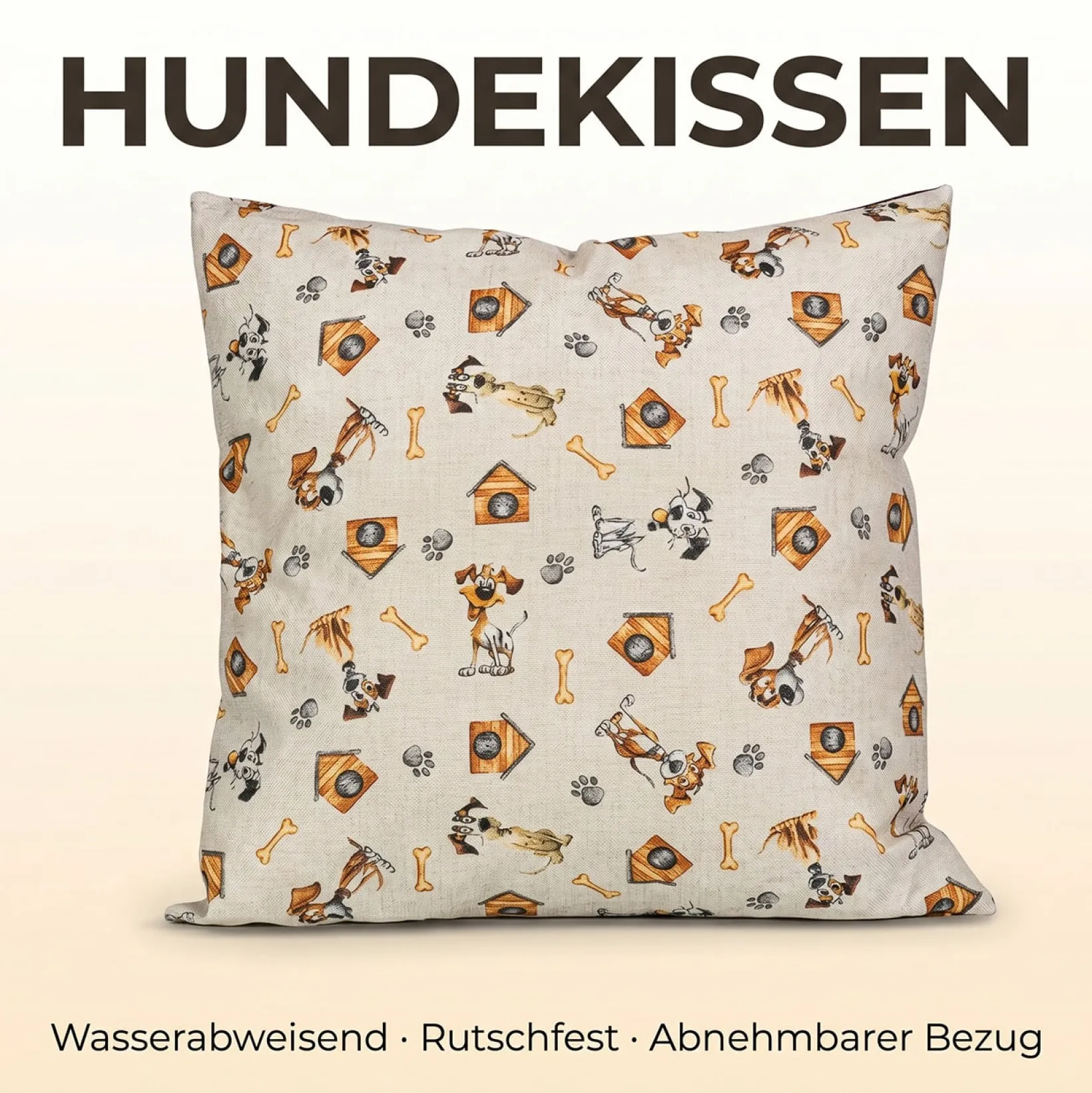 Hundekissen Hundematte abwaschbar Hunde Kissen 4 Größen Hundemotive Beige