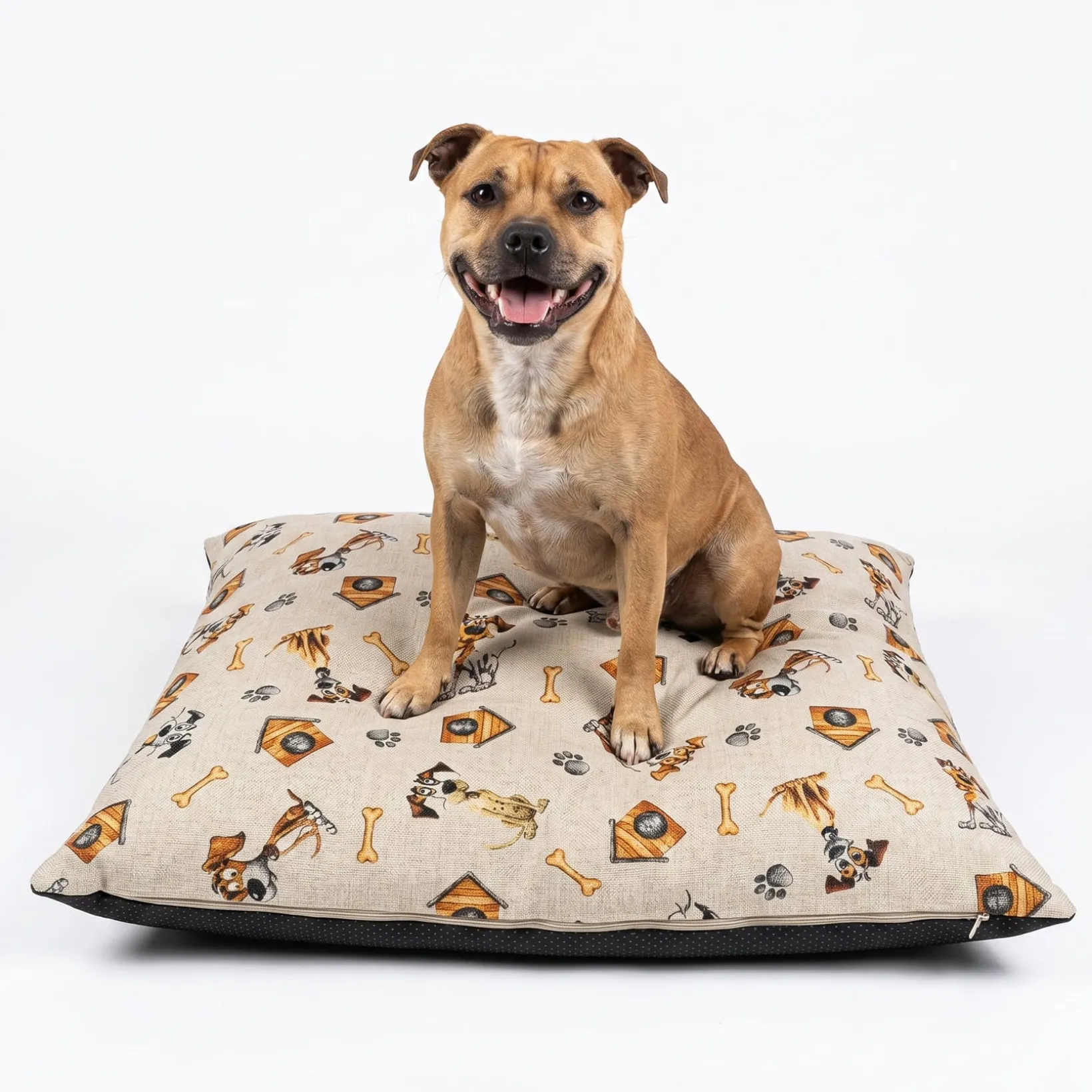 Hundekissen Hundematte abwaschbar Hunde Kissen 4 Größen Hundemotive Beige