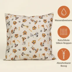 Hundekissen Hundematte abwaschbar Hunde Kissen 4 Größen Hundemotive Beige