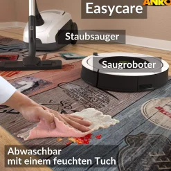 Küchenläufer abwaschbar Küchenteppich rutschfest Teppichläufer Läufer Flur pflegeleicht Vintage Kaffee 52cm Breite