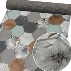 Küchenläufer abwaschbar Küchenteppich rutschfest Teppichläufer Läufer Flur pflegeleicht Nordic Hexa 52cm Breite
