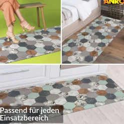 Küchenläufer abwaschbar Küchenteppich rutschfest Teppichläufer Läufer Flur pflegeleicht Nordic Hexa 52cm Breite