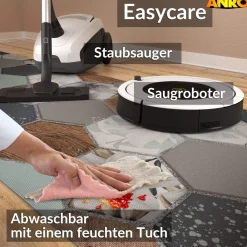 Küchenläufer abwaschbar Küchenteppich rutschfest Teppichläufer Läufer Flur pflegeleicht Nordic Hexa 52cm Breite