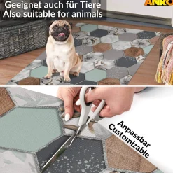 Küchenläufer abwaschbar Küchenteppich rutschfest Teppichläufer Läufer Flur pflegeleicht Nordic Hexa 52cm Breite