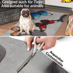Küchenläufer abwaschbar Küchenteppich rutschfest Teppichläufer Läufer Flur pflegeleicht Schmetterlinge 52cm Breite
