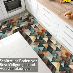Küchenläufer abwaschbar Küchenteppich rutschfest Teppichläufer Läufer Flur pflegeleicht Triangulum 52cm Breite
