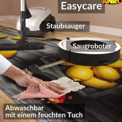 Küchenläufer abwaschbar Küchenteppich rutschfest Teppichläufer Läufer Flur pflegeleicht Zitronen 52cm Breite
