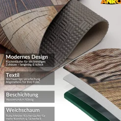 Küchenläufer abwaschbar Küchenteppich rutschfest Teppichläufer Läufer Flur pflegeleicht Holz Patchwork 52cm Breite